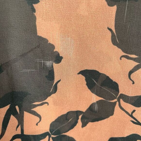 Hutch Womens Myla Top S Brown Floral Sheer Whimsigoth Long Sleeve Mockneck - Picture 9 of 12